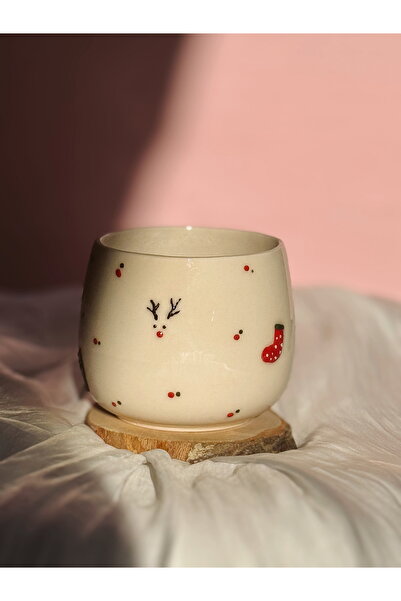 Gushe Art Planet El Yapımı Seramik Yılbaşı Temalı Dev Bardak