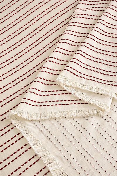 Denizli Concept Claret Red Striped Loom Pique - 100% Cotton Soft Bedspread - Multi-Purpose Model