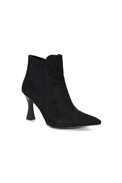 BEYAZ (Oc Shoes) Pena Sivri Burunlu Kadın İnce Topuklu Kısa Bot SİYAH