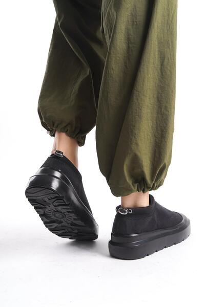 CZ London Kadın İçi Kürklü Scuba Kumaş Detaylı Rahat Kalın Taban Günlük Bot