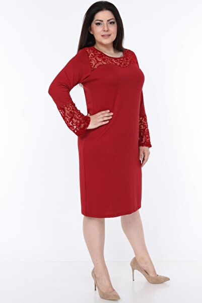 modayız Burgundy Spanish Sleeve Dress 2E-1070