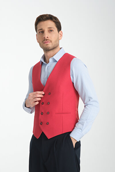 Frappoli Basic Kruvaze V Yaka Slim Fit Yelek