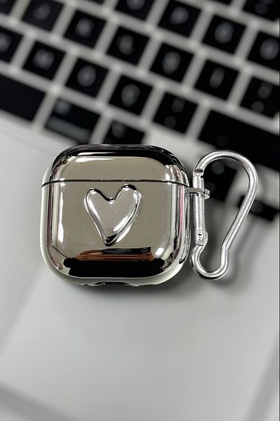 KVK PRİVACY 4. Generation Compatible 2024 Headphone Case with Hook Silver Heart