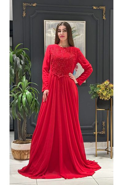 Modest red dress store