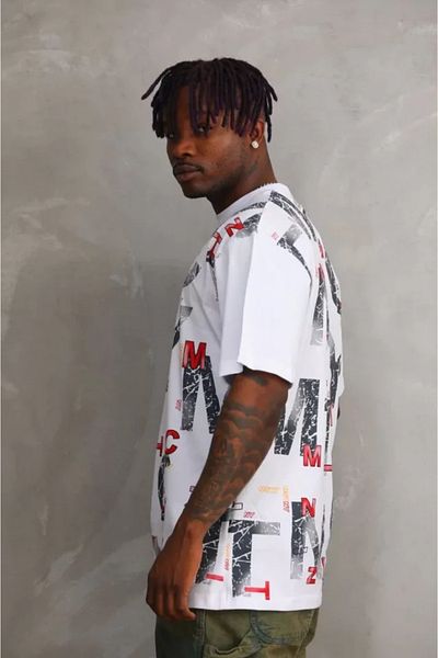 Viyamo Λευκό μπλουζάκι Unisex Oversize με στάμπα