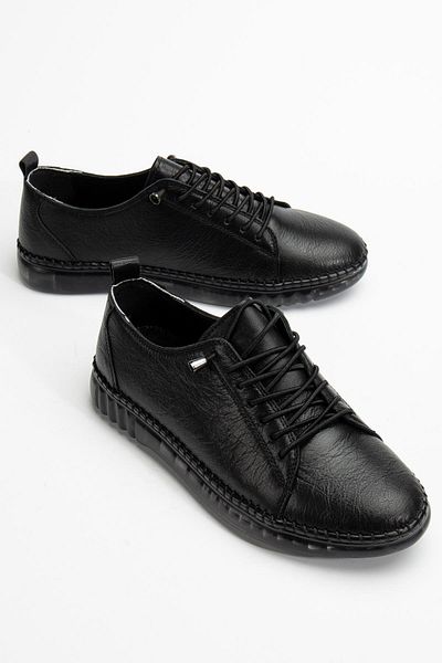 Dilimler Ayakkabı Orthopedic Genuine Leather Women's Shoes - Black Transparent Sole, Elastic Lacing