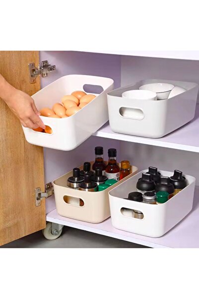 Ecolux 6 Adet 3.5 Lt Dolap Içi, Buzdolabı Düzenleyici, Banyo, Mutfak Organizeri Sepet BEYAZ 24cm16cm11cm