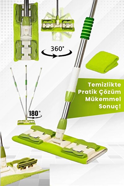 evimis evinizi mislendirmeye dair herşey Mikrofiber Mandallı Yeşil Renkli Mop 360°c Döner Başlıklı (1 Adet Yedek Mop Bezi Hediye)