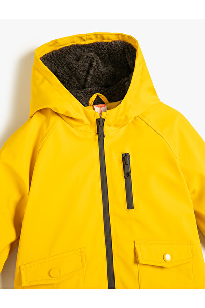 Koton Waterproof Hooded Raincoat - Plush Lined and Pocketed