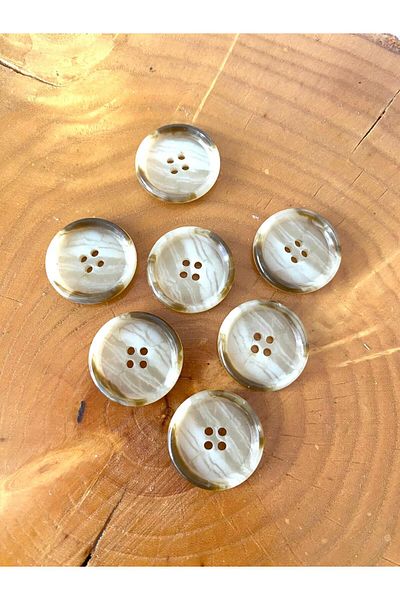 canan dizayn 27 mm (42 Size) Ecru-Brown Trenchcotton Button (8 Pcs)