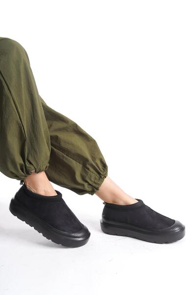 CZ London Kadın İçi Kürklü Scuba Kumaş Detaylı Rahat Kalın Taban Günlük Bot