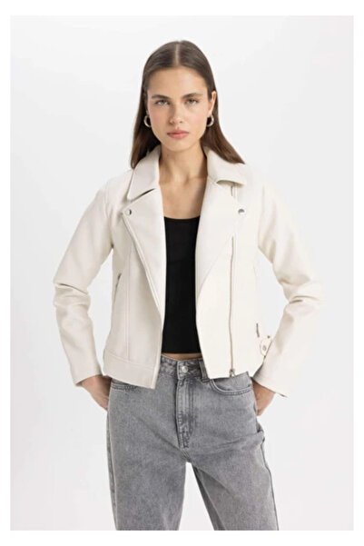 DeFacto Women's Pu Coat - A0906Ax Sand Color