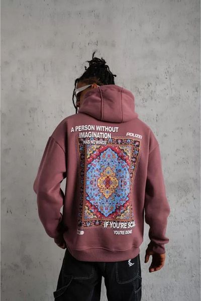 Modayakamoz Ανδρικός ιδρώτας με κουκούλα - Dusty Rose Pattern