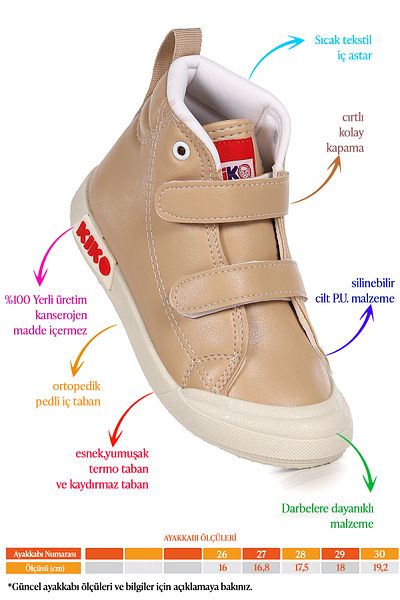 KARAMAZI Karamazı Kids Garf Daily Velcro Girls Boat Shoes