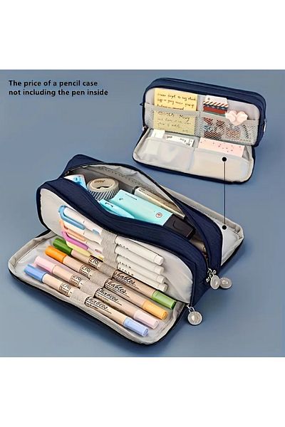 Kawai Angoo 3 Dark Blue Compartments Large Capacity Pen Holder