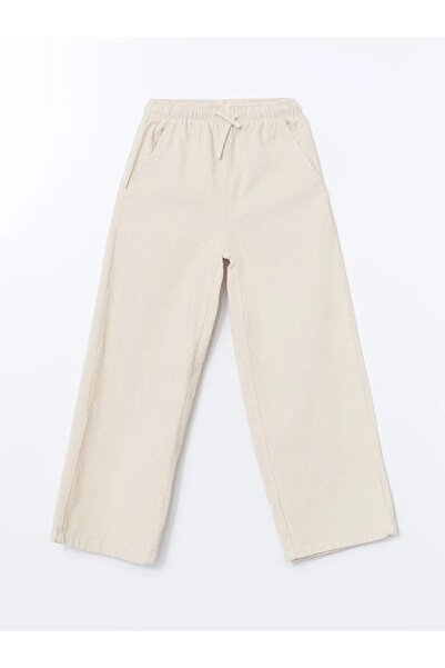 LC Waikiki Lcw Kids Ecru Elastic Waist Velvet Girls' Pants