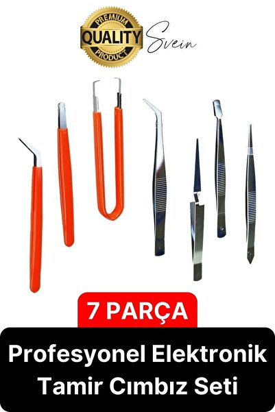 Svein Profesyonel 7 Parça Çelik Cımbız Seti Paslanmaz Dayanıklı Elektronik De...