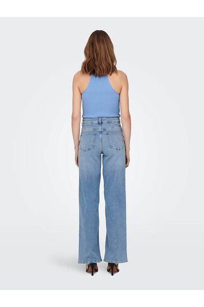 ONLY Onlmadison Jeanshose mit hoher Taille und weitem Bein für Damen 15282975   Hellblau