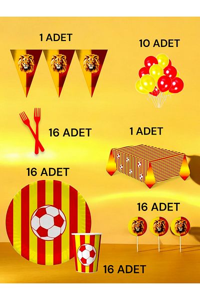 VibeHome Red Yellow Fan L Pack for 16 - Birthday Party & Fun Events