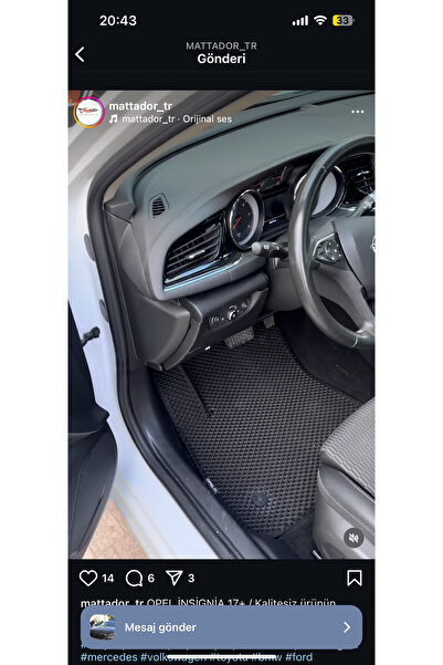 maxcar Opel İnsignia 2017+ Premium Eva Akıllı Oto Paspas