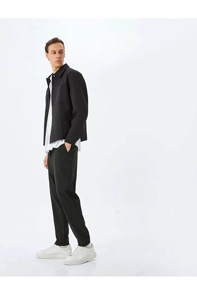 Koton Slim Fit Pocket Λεπτομερή μαύρο ανδρικό αθλητικό παντελόνι 5sam40031hw