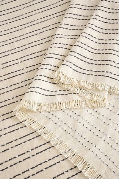 Denizli Concept Gray Striped Loom Pique - 100% Cotton Soft Bedspread - Multi-Purpose Model