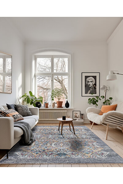 BigArts Home Soft Pastel, Vintage Desenli Şönil Salon Halısı, Dokuma Tabanlı ...