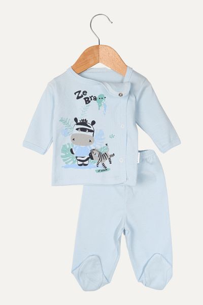 Biminik Zebra Patterned Baby Boy Double Pajamas Set