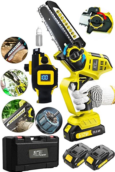Spech Power Dijital Şarj Göstergeli Çift Akülü Dal Budama Testere Makinesi