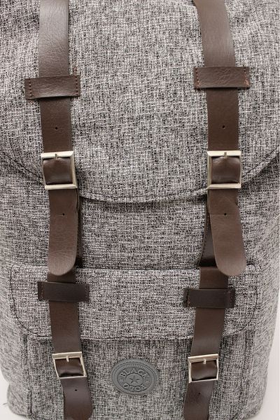 KAFF Linen Fabric Light Gray Backpack with Front Pocket Adjustable Back Strap Kf-522