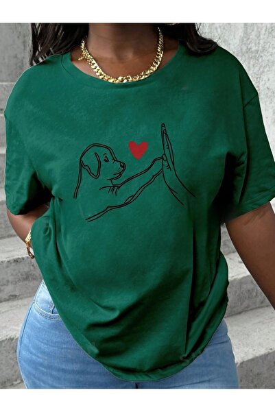 OVER HEAD Ženska simpatična psa prijateljica Štampano velika veličina T-shirt