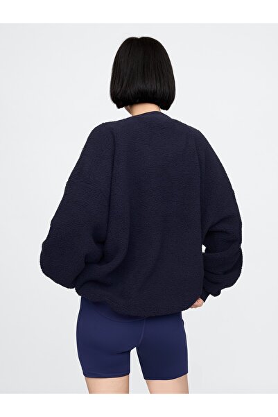 GAP Kadın Lacivert Gap Logo Oversize Sherpa Heart Sweatshirt