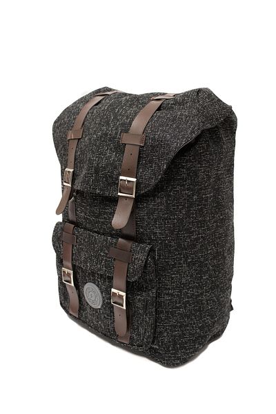 KAFF Linen Fabric Black Front Pocket Adjustable Back Strap Backpack Kf-522