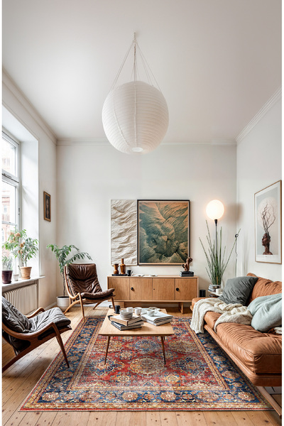 BigArts Home Vintage Madalyon Desenli Salon Mutfak Halısı Yolluk ve Yuvarlak ...