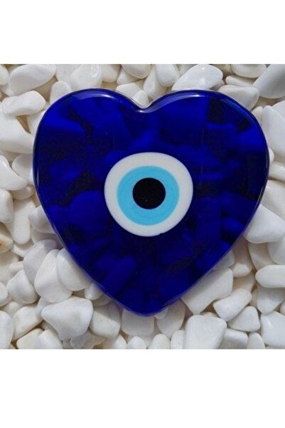 ella'nın çarşısı Ornament de masă cu mărgele inimă și ochi rău. Diametru: 9 c...