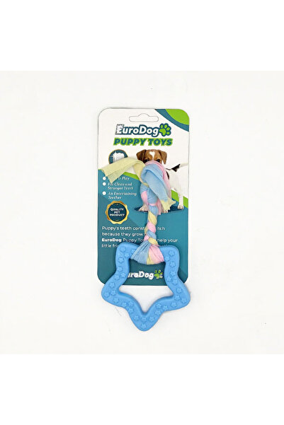 Eurodog لعبة خدش أسنان خماسية زرقاء من Puppy Toys