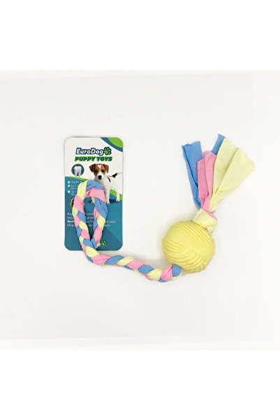 Eurodog لعبة خدش الأسنان ذات الكرة الصفراء من Puppy Toys