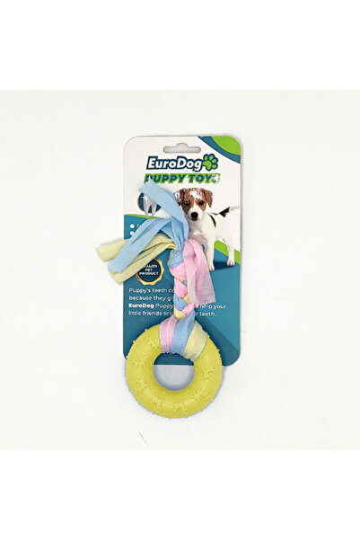 Eurodog ألعاب الجرو حلقة صغيرة صفراء للتسنين.