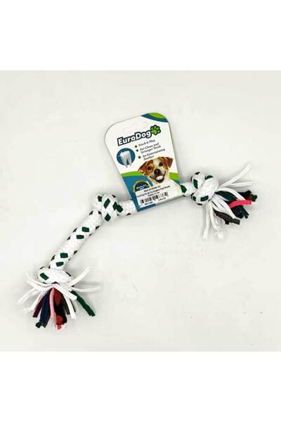 Eurodog خيط تنظيف الأسنان ثلاثي العقدة بقطر 15 سم باللون الأخضر مع نقطة بيضاء