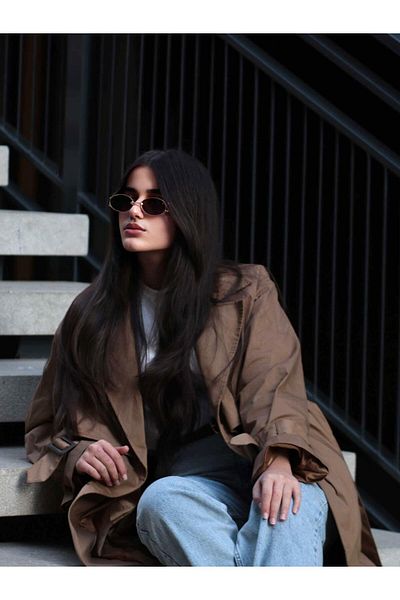 MELEK ARAZ Camel Four Button Trench Coat