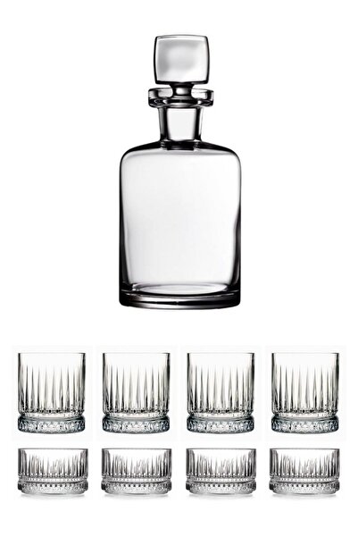 Paşabahçe NudeGlass Square Karaf ve Paşabahçe Elysia Viski Seti - 9 Parça