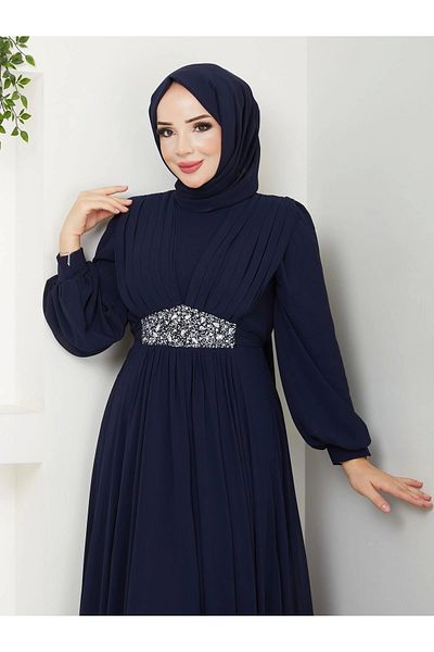 SERRA MODA Tesetture Pleated Evening Dress and Shals Set
