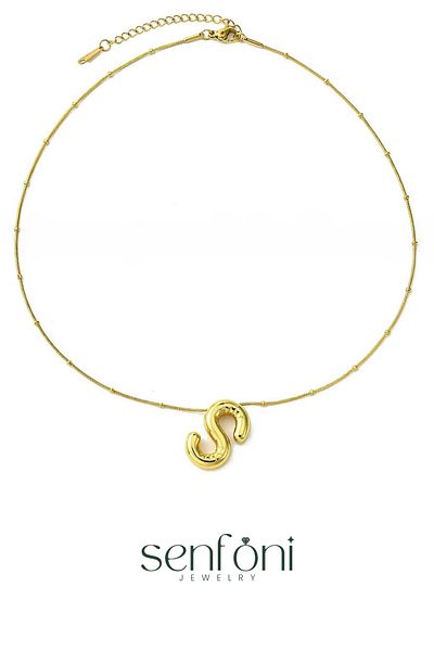 senfonijewelry Balloon Letter Steel Necklace Letter S