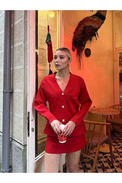 novalook KALP DÜĞMELİ BELDEN OTURTMALI ETEK HIRKA TAKIM