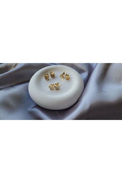 Arus 6'lı Kelebek ve Kalp Detaylı Küpe