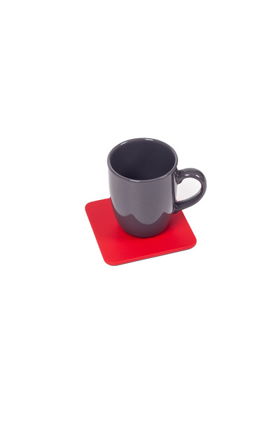 Turgut Office Red Leather Coaster Square