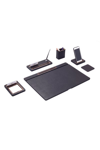Turgut Office Set de birou din piele Porto, 6 piese, model cu husă
