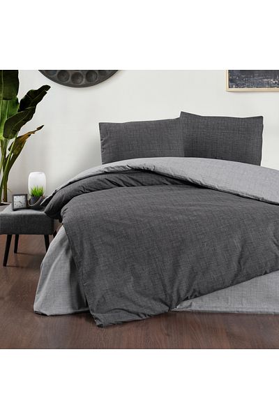 Schafer Σετ Παπλωματοθήκη Διπλό Home Perry 4 τεμαχίων-ανθρακί