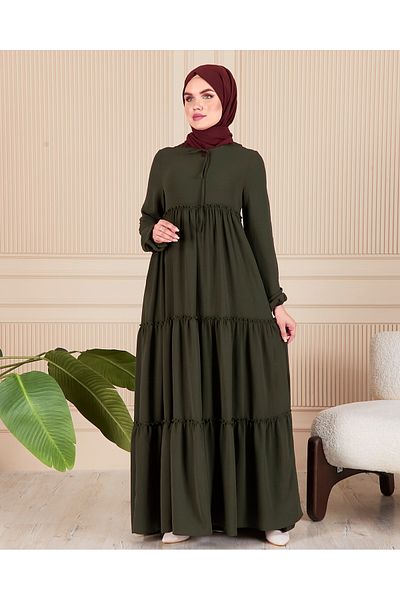 fistan Φόρεμα Hijab 3 στρώσεων - Φούστα με στρώσεις, τσέπη τσιγγάνων, φόρεμα για τη μητέρα και την προσευχή Umrah