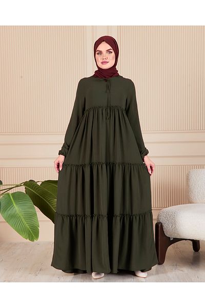 fistan Φόρεμα Hijab 3 στρώσεων - Φούστα με στρώσεις, τσέπη τσιγγάνων, φόρεμα για τη μητέρα και την προσευχή Umrah